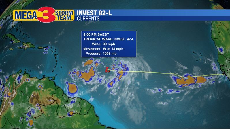 Invest 92-L Currents from the National Hurricane Center